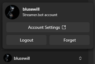 Streamer.bot Account Logged in